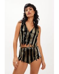 Nasty Gal - Stripe Embellished Sequin Booty Shorts - Lyst