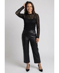 Izabel London - Lace Trim Semi Sheer Long Sleeve Top - Lyst