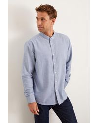 Burton - Blue Long Sleeve Plus And Tall Grandad Oxford Shirt - Lyst