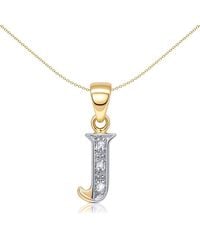 Jewelco London - 9Ct Diamond Identity Initial Id Charm Pendant Letter J - Lyst
