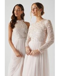 Coast - 3d Floral Embellished Long Sleeve Bridesmaid Maxi Dress - Lyst