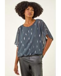 Roman - Foil Print Bubble Hem Top - Lyst