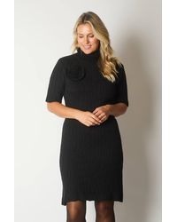 Solo - Knit Turtleneck Dress With Rosette Detail - Lyst