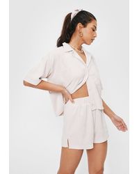 Nasty Gal - Towelling 3 Pc Shorts Scrunchie Cover Up Set - Lyst