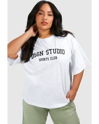 Boohoo - Plus Dsgn Studio Sports Club Oversized T-shirt - Lyst