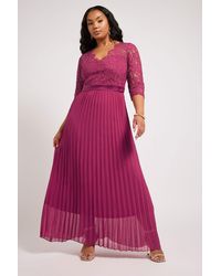 Yours - Lace Wrap Pleated Maxi Dress - Lyst