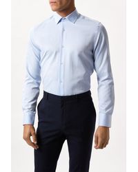 Burton - Blue Long Sleeve Tailored Fit Herringbone Collar Point Shirt - Lyst
