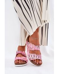 Love Lace - Textile Flip Flops With Sequin Buckles On Cork Platform Suede - Lyst