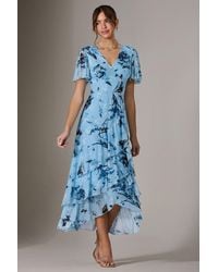 Jolie Moi - Mesh Print Frill Hem Midaxi Dress - Lyst