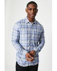 Burton - Long Sleeve Light Blue Check Shirt - Lyst