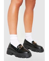 Boohoo - Chunky Sole Metal Detail Loafers - Lyst