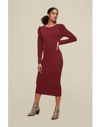 Dorothy Perkins - Tall Berry Ruched Sleeve Bodycon Dress - Lyst
