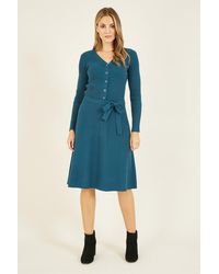 Yumi' - Teal Knitted Skater 'anise' Dress - Lyst