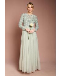 Coast - Honoured Long Sleeve Sequin Bodice Tulle Skirt Maxi Bridesmaid Dress - Lyst