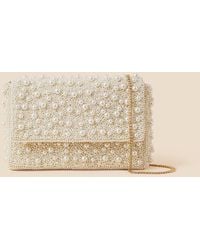 Accessorize - Bridal Hand-embellished Pearl Foldover Clutch Bag - Lyst