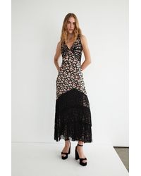 Warehouse - Premium Fringing V Neck Maxi Dress - Lyst