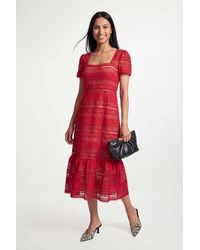 Wallis - Petite Lace Fit & Flare Midi Dress - Lyst