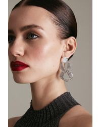 Karen Millen - Diamante Statement Drop Earrings - Lyst