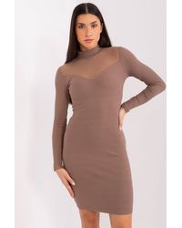 Love Lace - Elegant Cotton Ribbed Pencil Dress Long Sleeve - Lyst