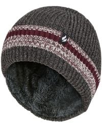 Heat Holders - Striped Turnover Cuff Knitted Thermal Beanie Hat For Winter - Lyst