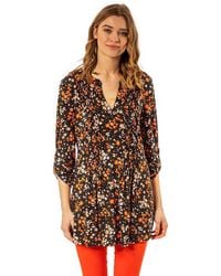 Roman - Ditsy Floral Print Pintuck Jersey Shirt - Lyst