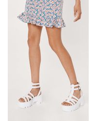 Nasty Gal - Faux Leather Caged Chunky Cleat Sandals - Lyst