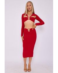 Stylewise - Buckle Detail Cut Out Crop Top & Skirt Co-Ord - Lyst