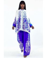 Msn-Collection - Patterned Shirt & Wide-Leg Trousers Set - Lyst