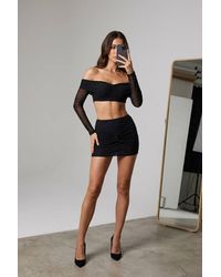Stylewise - Mesh Bardot Crop Top & Skirt - Lyst
