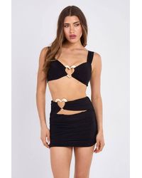 Stylewise - Heart Buckle Detail Bralet & Ruched Mini Skirt Co-Ord - Lyst