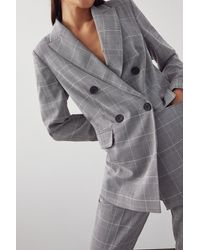 Warehouse - Essential Double Breasted Check Blazer - Lyst