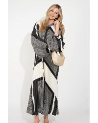 CY - Scarf Print Full Pleated Long Shirt Dress - Lyst