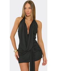 EGO - Sleeveless Drape Mini Dress - Lyst