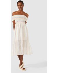 PRINCIPLES - Stripe Bardot Summer Dress - Lyst
