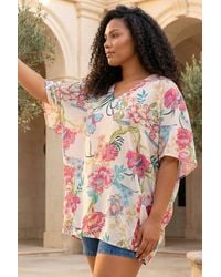 Roman - Curve Floral Cocoon Woven Top - Lyst
