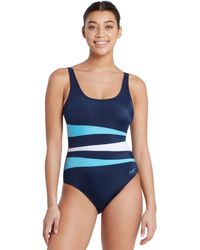 Zoggs - Sumatra Adjustable Scoopback Swimsuit - Navy/light Blue/white - Lyst