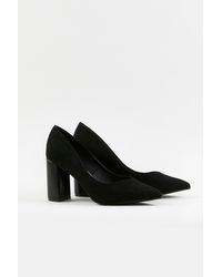 Wallis - Wide Fit Black Block Heel Shoes - Lyst