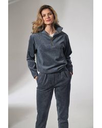 Love Lace - Corduroy Blouse Stand Collar Zip Front - Lyst