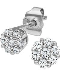 Jewelco London - 9Ct Round 1/4Ct Diamond Cluster Stud Earrings - Lyst