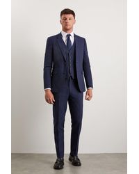 Burton - Slim Fit Navy Marl Suit Jacket - Lyst
