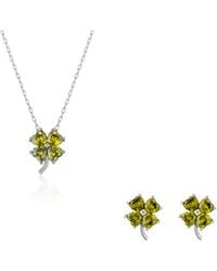 Spero London - Four Leaf Clover Sterling Stud Earrings & Necklace Set - Lyst