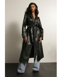 MissPap - Embossed Leather Look Trench Coat - Lyst