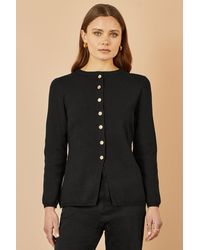 Yumi' - Knitted Fitted Button Down Peplum Cardigan - Lyst