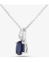 T.H.Baker - 9Ct Oval Sapphire & Diamond Twist Pendant Necklace Dp1612Wsa - Lyst
