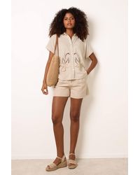 Blue Vanilla - Off Short Sleeve Button Up Collar Blouse - Lyst