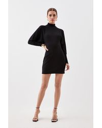 Karen Millen - Petite Viscose Blend Batwing Knitted Mini Dress - Lyst