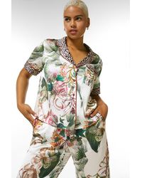 Karen Millen - Plus Size Vintage Floral Satin Nightwear Revere - Lyst