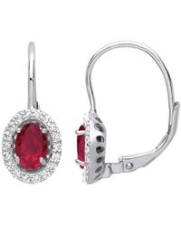 Jewelco London - 925 Sterling Oval Cz Solitaire Halo Drop Earrings - Lyst