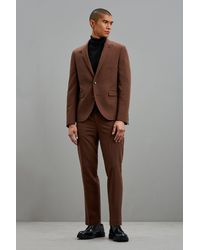 Burton - Super Skinny Fit Brown Bi-stretch Suit Jacket - Lyst