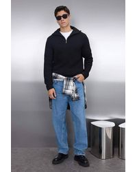 WOVCOR - Half Zip Funnel Neck Knit Sweater - Lyst